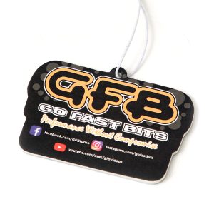 GFB Go fast Bits air freshener with social media links