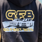 Closeup of GFB Cars t-shirt